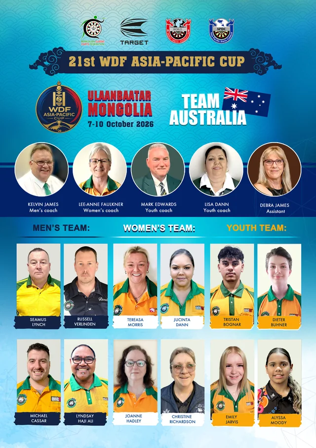 Australia delegation poster for the 2026 WDF Asia-Pacific Cup